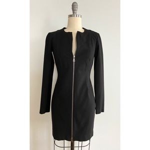 Black Long Sleeve Zip Mini Dress